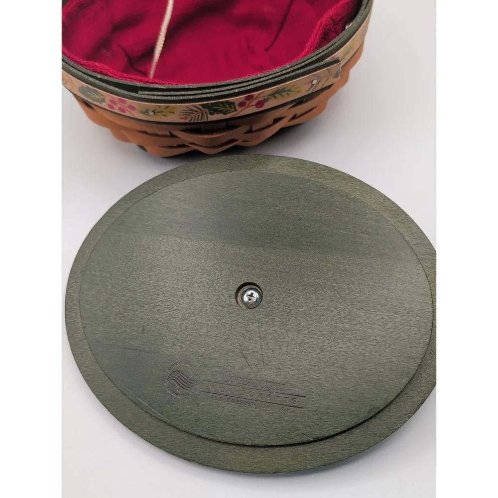 Longaberger 2011 Tree Trimming Little Holly Berry Basket Set Lid Protector & Tag